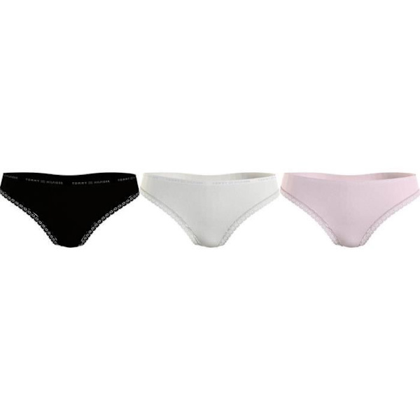 Stringtanga dam - Tommy Hilfiger - Pack om 3 - Flerfärgad - Bekväm - Perfekt passform Svart / elfenben / ljusrosa M