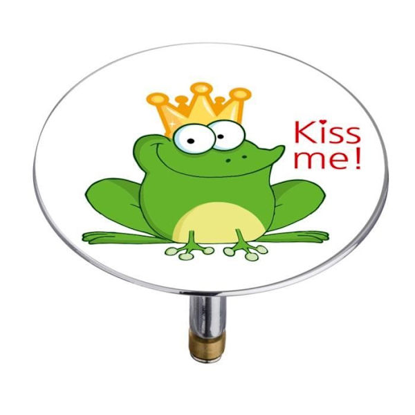 WENKO Pluggy® XXL diskbänkspropp, Diskbänkssil, Froggy, Mässing, Ø 7,5 x 6 cm, Vit-Grön