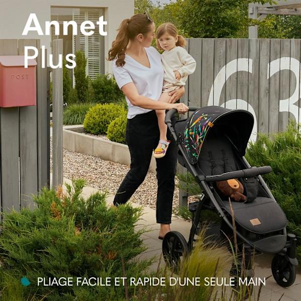Terrängvagn LIONELO Annet Plus - Upp till 22 kg - Stora hjul - Tillbehör - Mörkgrå Grå