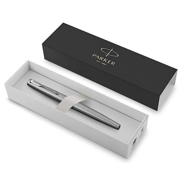 PARKER Jotter reservoarpenna, stål, kromkant, blå medium spets refill, presentförpackning Stål CT