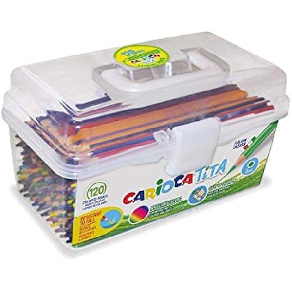 Pennset - Carioca - TITA - 120 kritor i harts - Super hållbara spetsar - Hexagonalt design Färgglada set av väskor