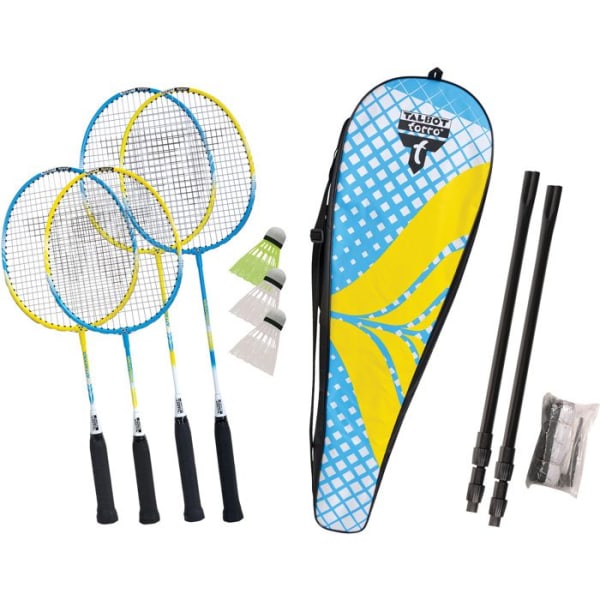 Badmintonset - Talbot-Torro - Familj - 2 juniorracketar - 2 vanliga racketar - Nylonväska Blå