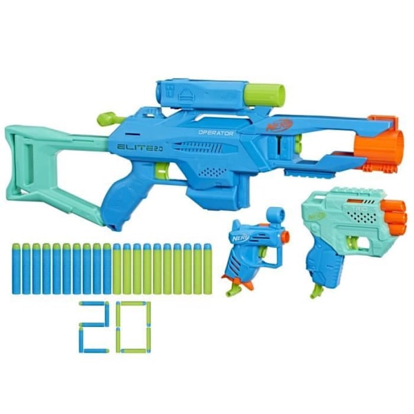 Nerf Elite 2.0 Tactical Pack - NERF - Operator DB-2, Trio TD-3, Ace SD-1 - 20 pilar ingår