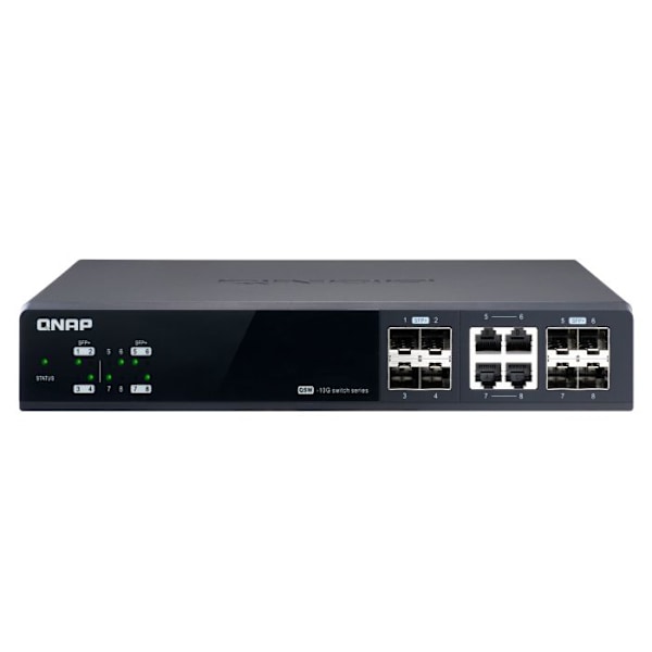 QNAP QSW-M804-4C Managed Switch 8P QSW-M804-4C Managed Switch 8 portar med 10GbE porthastighet 4 SFP+ port 4 SFP+/ NBASE-T port Svart