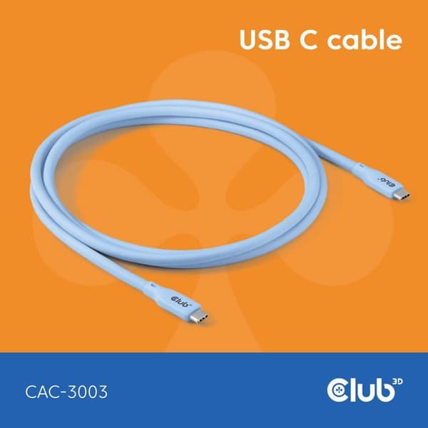 USB-kabel - Club 3D - CAC-3003 - USB4 Gen 3x2 - 2 m - Blå