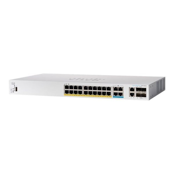 Nätverksswitch - Cisco - CBS350-24MGP-4X-EU - Hanterad - 24 portar - PoE+ 375W Svart, Grå