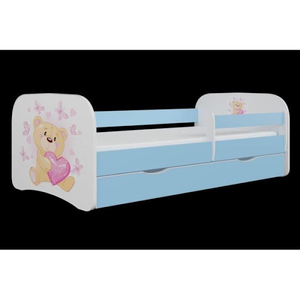 Kocot Kids Cot Babydreams, blå nallebjörn, fjärilar med en låda utan madrass 180/80 - 5903282041677