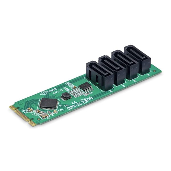 M.2 till SATA-adapter - StarTech.com - 4 portar - PCIe 3.0 - ASM1064 - Kompatibel med Windows/macOS/Linux Grön
