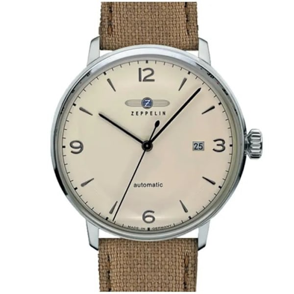 Klocka - Zeppelin - Hindenburg - Automatisk - Brunt Läder - Vattentät 50m Beige, brun