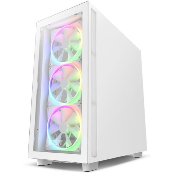 PC-fodral - NZXT - H7 Elite - Vit - Härdat glas - Intuitiv kabelhantering