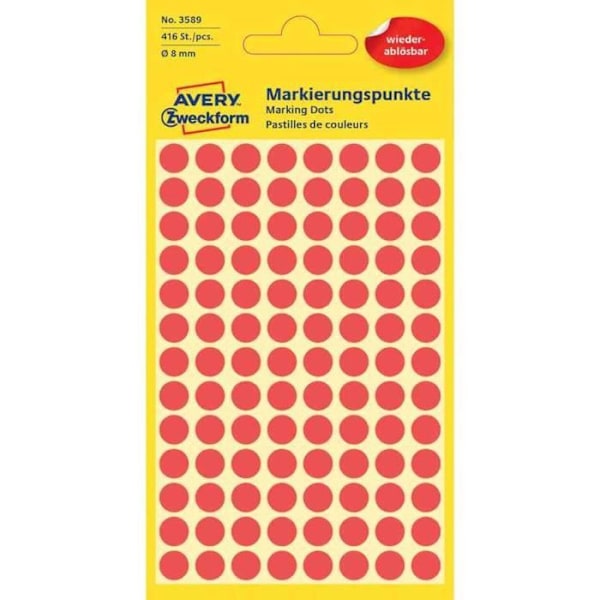 Pastillfodral - AVERY ZWECKFORM - Röd - 8 mm - 416 bitar - Avtagbar