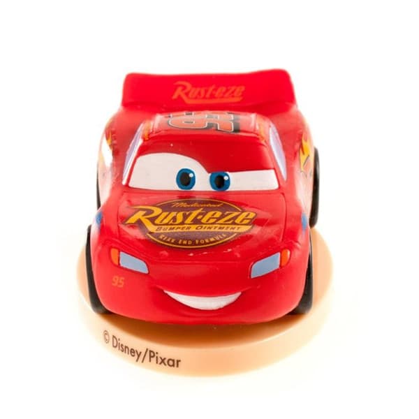 Plastfigur - DEKORA - Flash McQueen - 8 cm - Röd/Gul - Plastbas röd gul