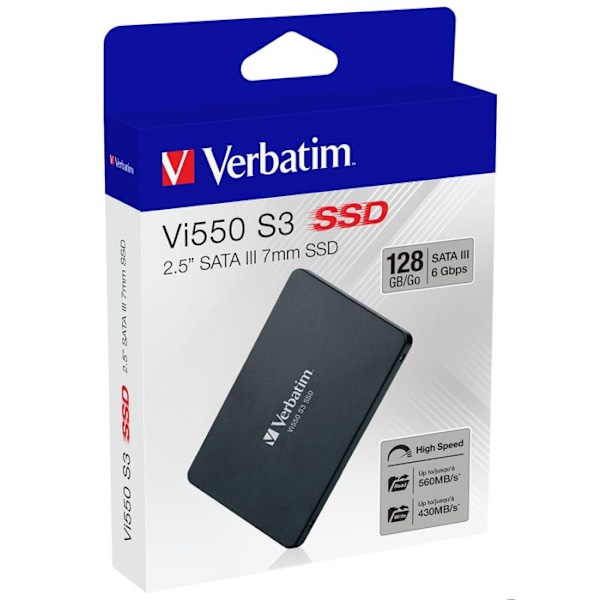 Verbatim Vi550 intern solid state-enhet - 128 GB - SATA III - Phison PS3111-kontroller - 3D NAND-teknik