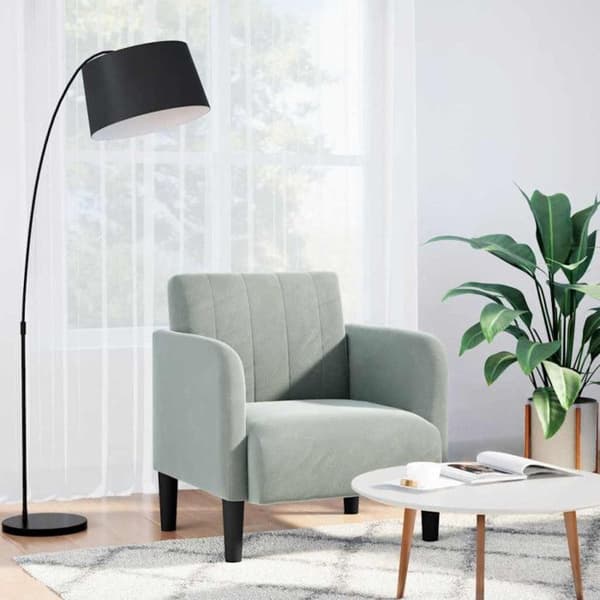 Grå klädsel fåtölj med armstöd 54 cm sammet