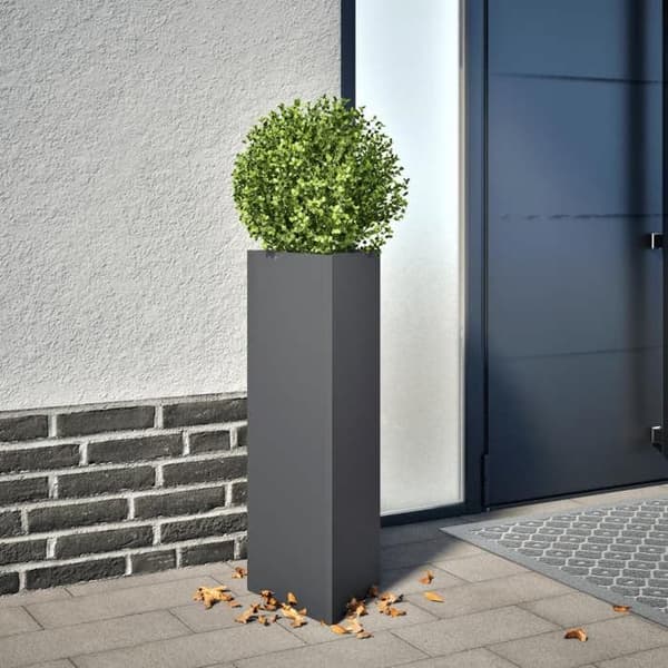 vidaXL Triangulär anthracitblomlåda 30x26x75 cm stål 851147