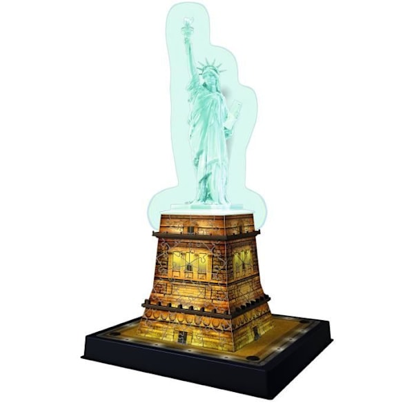 3D Pussel Frihetsgudinnan upplyst - Ravensburger - Monument 108 bitar - utan lim - med färg LEDS - Från 8 år Flerfärgad