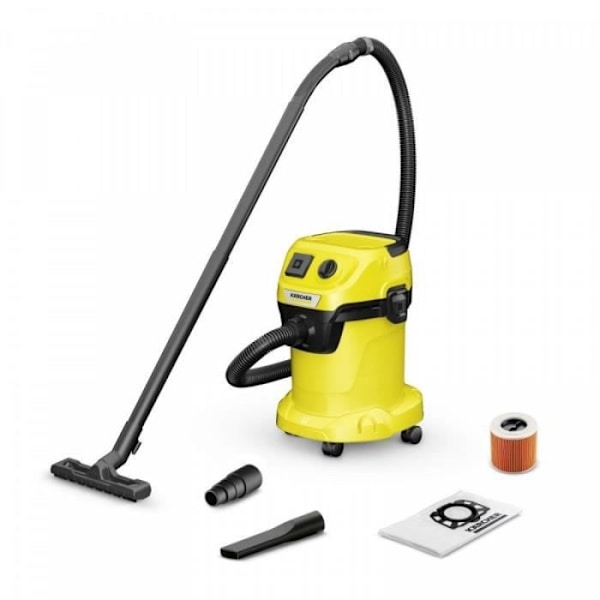 Vatten- och dammsugare - Karcher - WD 3 P V-17/4/20 - 1000 W - Utbytbara - Gul