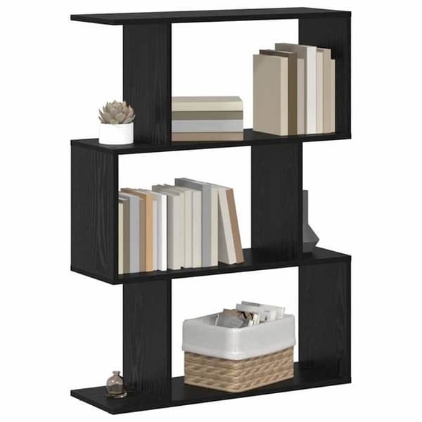 Grå bibliotek 70x14x97 cm i ingenjörsträ - 3 hyllor, samtida design Grå