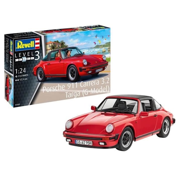 Bilmodell - REVELL - Porsche 911 G Carrera 3.2 Targa - 114 delar - Unik färg Enfärgad