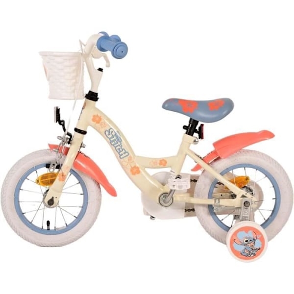 Barncykel - VOLARE - Disney Stitch - 12 tum - Backbroms - Avtagbara stödhjul elfenben