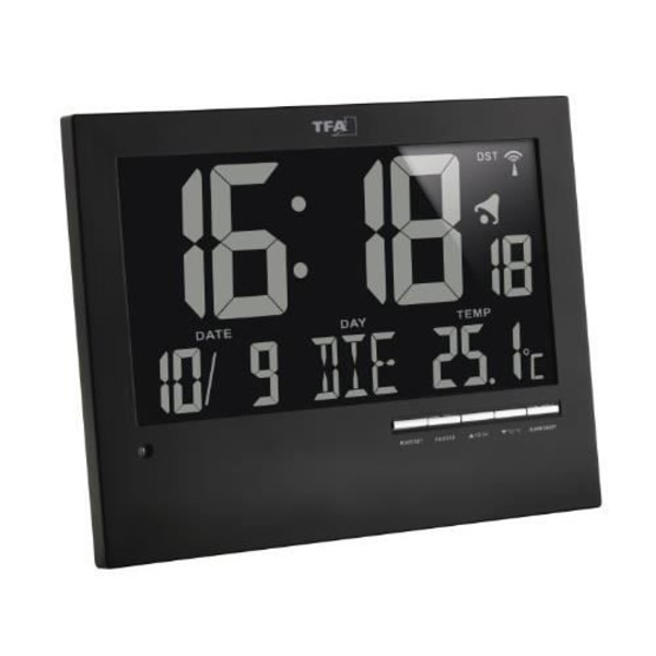 Väggklocka - TFA-DOSTMANN - TFA 60.4508 - Svart - Batterier ingår - Modern skandinavisk Svart