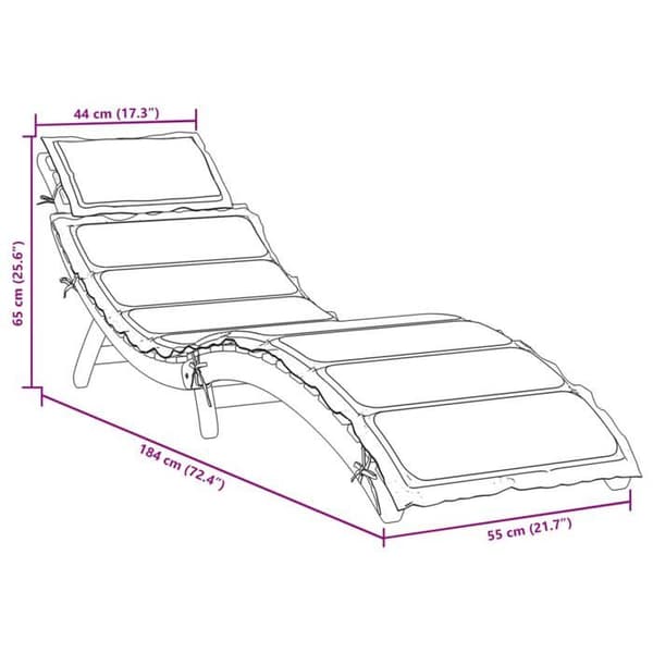 vidaXL Chaise longue med beige kudde i solid akaciaträ 367635 beige