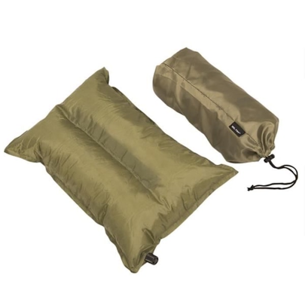 Inflatable kudde - Kaki - Självuppblåsande - Lätt - Transportväska inkluderad - Dimensioner 38x22x8.5 cm Kaki