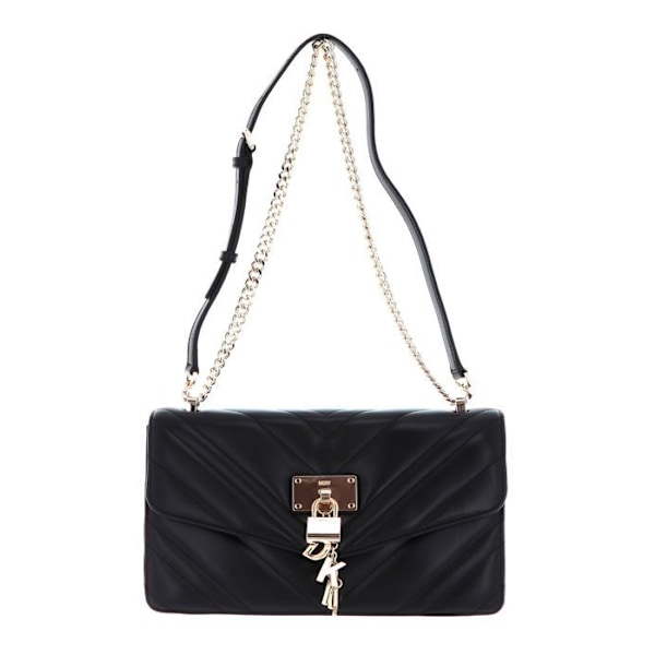 Axelväska med rem - DKNY - Elissa - Lamm läder - Svart - 27x18x8 cm svart
