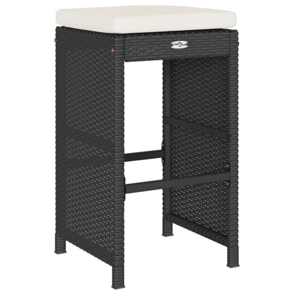 vidaXL Barstolar trädgård kuddar set om 2 svart flätad plast, stool, utomhus barstol, barstol, 368686