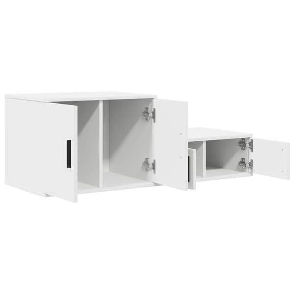 Sängbord - Vitt - 2 dörrar - Ingenjörsträ - Modern design Vit