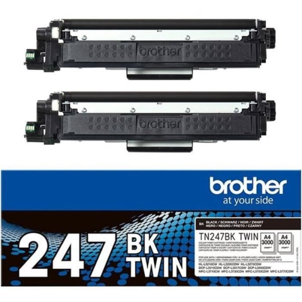 Paket med 2 toner TN247BKTWIN-BROTHER-Svart-2x3000p.-Brother DCP-L3510, L3517, L3550, HL-L3270, L3290, MFC-L3710, L3730, L3750, L377