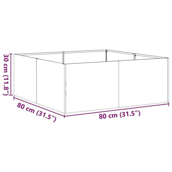 vidaXL Blomlåda vit 80x80x30 cm stål 860802