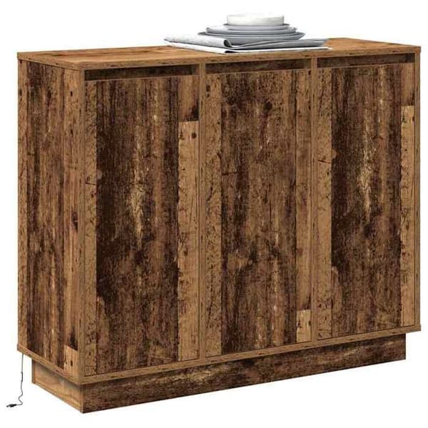 vidaXL Buffé LED Gamla trä 90 x 32 x 75 cm Ingenjörsträ 869680
