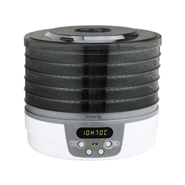 H.Koenig DSY700 Food Dehydrator, 5 brickor, LCD-skärm, 24H timer, 250W