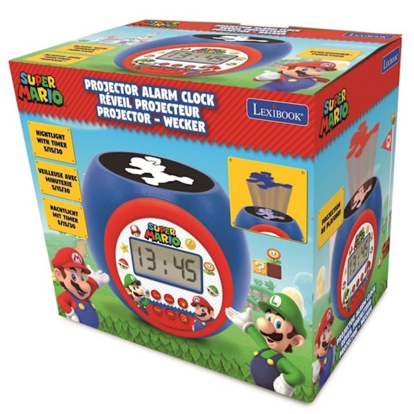 Super Mario projektor väckarklocka med timerfunktion Flerfärgad