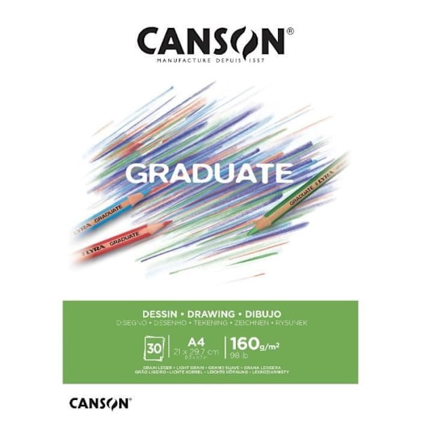 Ritblock - CANSON - Graduate Teckning - 30 blad - Format A4 - Motståndskraftigt papper