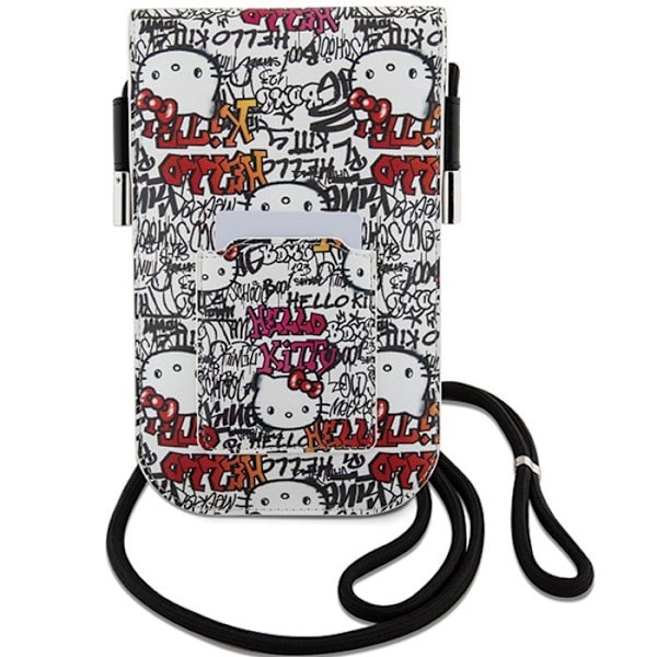 Axelväska i läder med Hello Kitty graffiti snöre (beige) beige