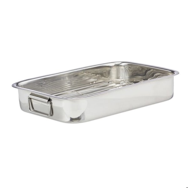 Relaxdays Ugnsform med galler, i rostfritt stål, maskindiskbar, stekform, silverfärgad silver-