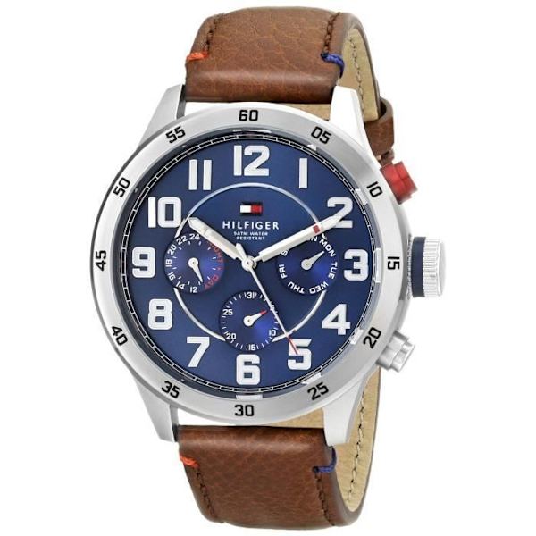 Klocka - Tommy Hilfiger - 1791066 - Rostfritt stål - Brunt läder - Analog kastanj