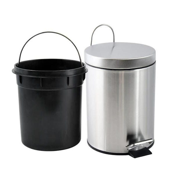 MSV Bin - Satinfinish med avtagbar hink - 3 L - Grå Stål