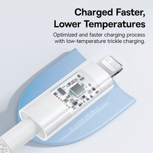 USB-C till Lightning-kabel, Snabbladdning 20W, 1m - Baseus Gem (P103737300121211-00) - Mångfaldig vit