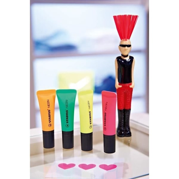 STABILO NEON - set med 3 highlighters - gul