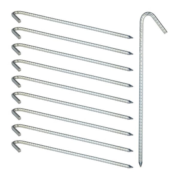 Relaxdays XL markpinnar, pinnar, set om 10, galvaniserat stål, tält, 39 cm, galvaniserat stål, silver silver-