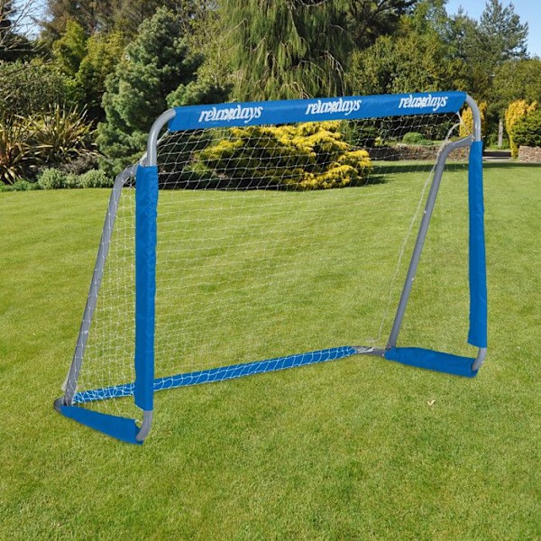 Fotbollsmål - Relaxdays - Metall - 110x152x74 cm - Grå/Blu - För barn och vuxna blå, grå, vit