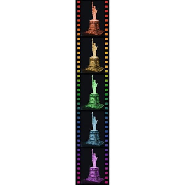 3D Pussel Frihetsgudinnan upplyst - Ravensburger - Monument 108 bitar - utan lim - med färg LEDS - Från 8 år Flerfärgad