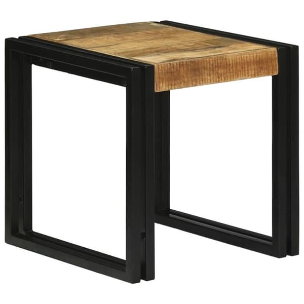 Ensemble av 3 stapelbara bord i massivt mangoträ
