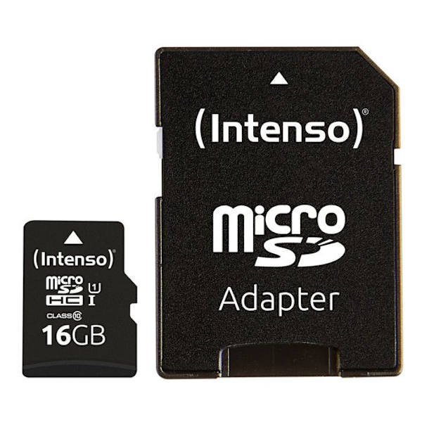 INTENSO 16GB UHS Class 1 microSDHC-minneskort - Svart