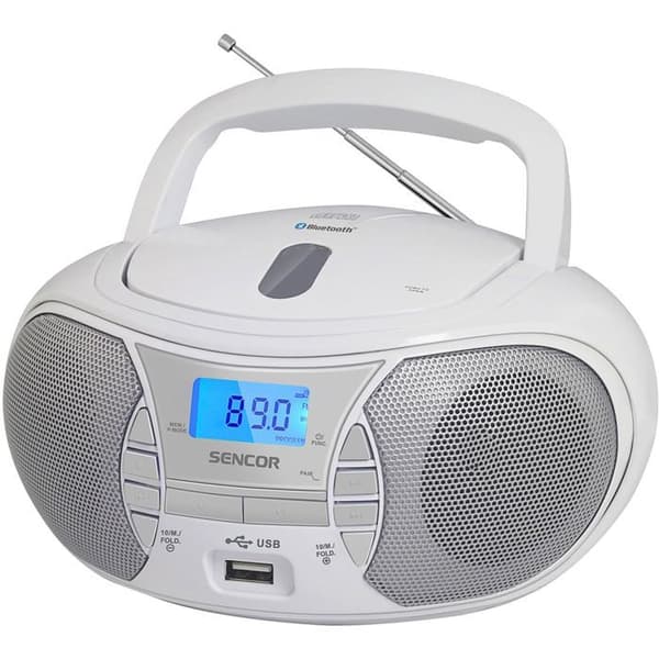 Radio CD Sencor SPT 2700 WH - Bluetooth 5.0 - USB- och FM-läsning - 3 W - Vit Vit