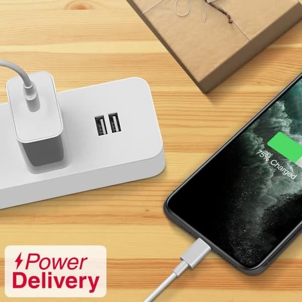 Kabel USB Typ C till Lightning 1M Laddning och synkronisering Maxlife White