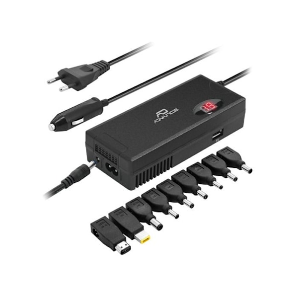Universell automatisk lader - 110W - 2 i 1 - Strømuttak - Tenner cigarett - Svart Svart